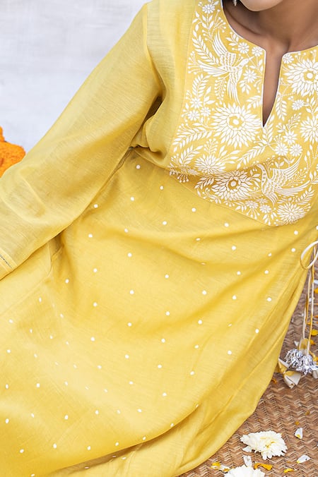 Buy Neeta Bhargava Yellow Chanderi Silk Round Kurta And Palazzo Set Online at Aza Fashions Buy_Neeta Bhargava_Yellow Chanderi Silk Round Kurta And Palazzo Set _Online_at_Aza_Fashions