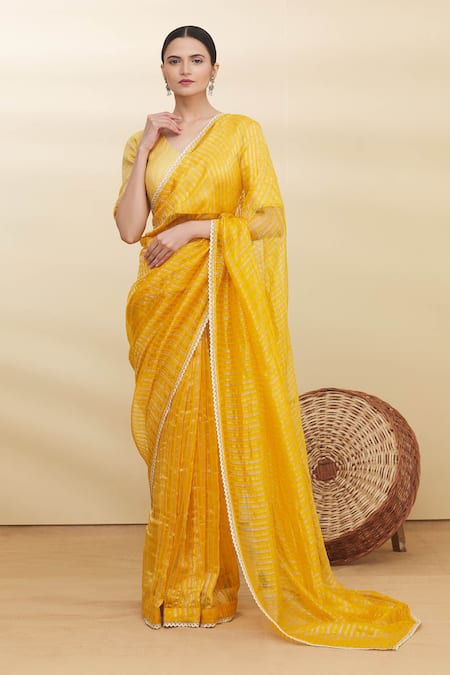 Pranay Baidya Chanderi Striped Saree 