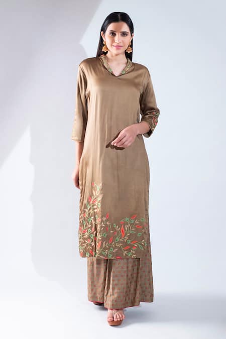 Asha Gautam Embroidered Kurta & Palazzo Set 