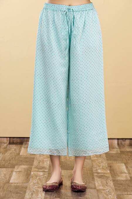 Shop_Desert Shine By Sulochana Jangir_Blue Handloom Chanderi Round Kurta Set_Online_at_Aza_Fashions