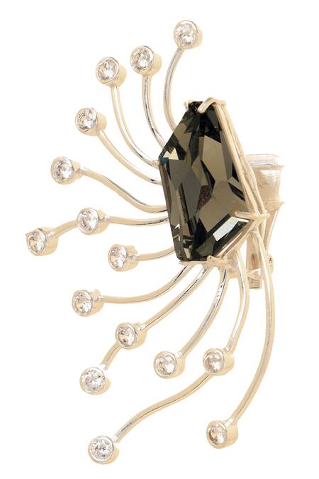 Buy_Esme By Aashna Dalmia_Silver Plated Crystals, Diamonds Structured Tentacle Earrings _Online_at_Aza_Fashions