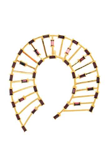 ESME_Gold Plated Crystals Swarovski Horseshoe Earrings _Online_at_Aza_Fashions