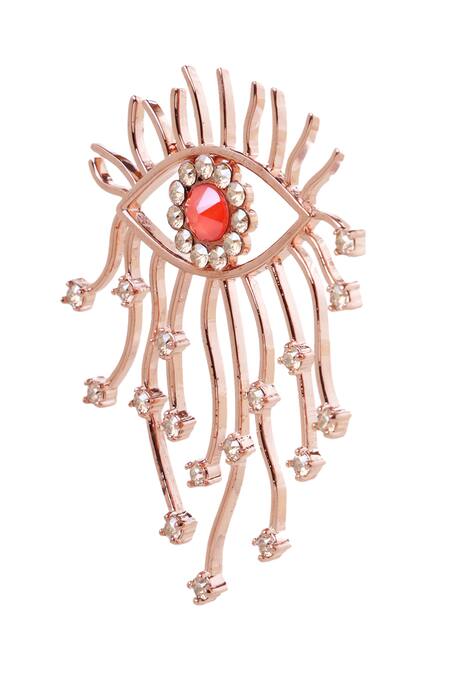 Esme By Aashna Dalmia_Gold Plated Stones Evil Eye Studded Earrings _Online_at_Aza_Fashions