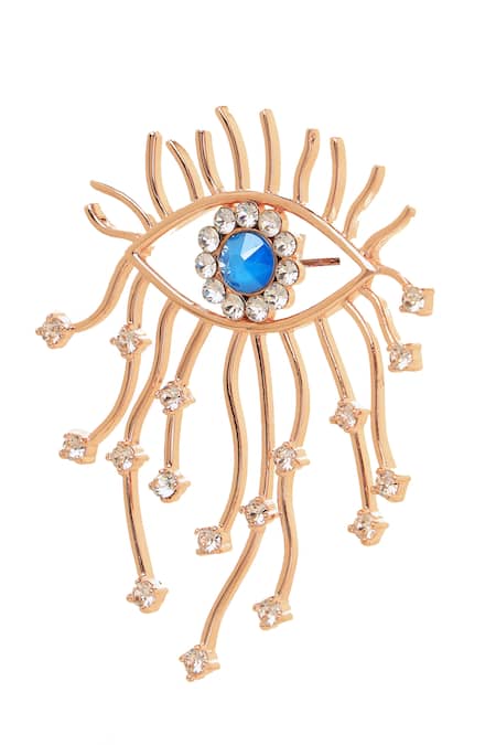 Shop_Esme By Aashna Dalmia_Gold Plated Crystals, Stones Evil Eye Studded Earrings_Online_at_Aza_Fashions