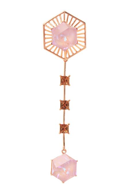 Esme By Aashna Dalmia Purple Stones Detachable Hexagon Danglers Online at Aza Fashions Esme By Aashna Dalmia_Purple Stones Detachable Hexagon Danglers _Online_at_Aza_Fashions