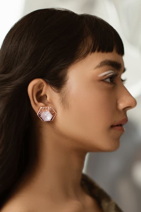 Buy Esme By Aashna Dalmia Purple Stones Detachable Hexagon Danglers Online at Aza Fashions Buy_Esme By Aashna Dalmia_Purple Stones Detachable Hexagon Danglers _Online_at_Aza_Fashions