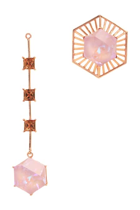 Shop Esme By Aashna Dalmia Purple Stones Detachable Hexagon Danglers Online at Aza Fashions Shop_Esme By Aashna Dalmia_Purple Stones Detachable Hexagon Danglers _Online_at_Aza_Fashions