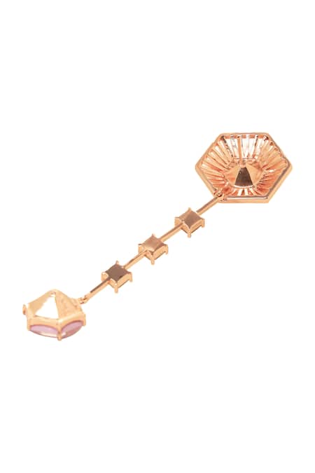 Esme By Aashna Dalmia Purple Stones Detachable Hexagon Danglers at Aza Fashions Esme By Aashna Dalmia_Purple Stones Detachable Hexagon Danglers _at_Aza_Fashions