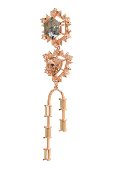 Esme By Aashna Dalmia_Gold Plated Stones Detachable Studded Danglers_Online_at_Aza_Fashions