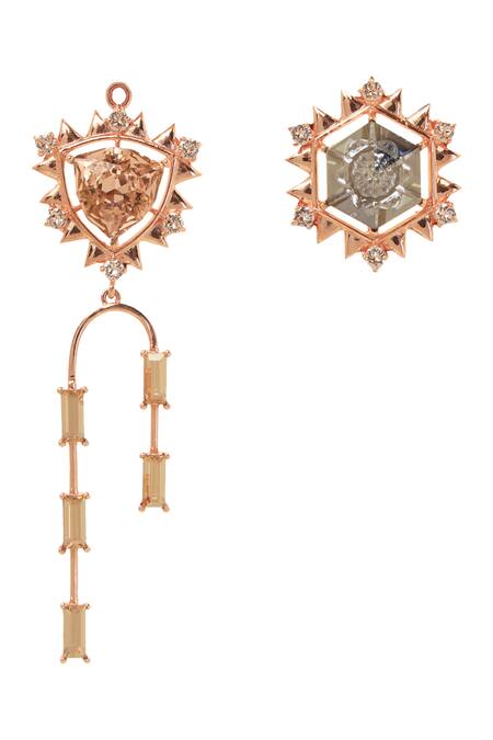 Shop_Esme By Aashna Dalmia_Gold Plated Stones Detachable Studded Danglers_Online_at_Aza_Fashions