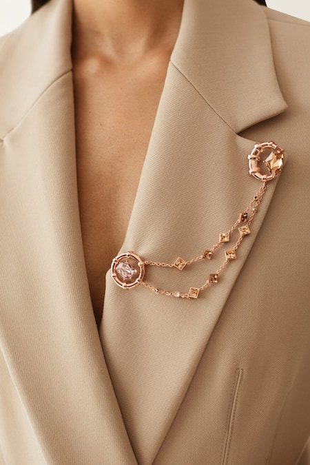 Buy Esme By Aashna Dalmia Gold Plated Stones Swarovski Studded Brooch Online at Aza Fashions Buy_Esme By Aashna Dalmia_Gold Plated Stones Swarovski Studded Brooch _Online_at_Aza_Fashions