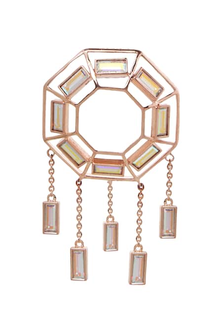 Esme By Aashna Dalmia Gold Plated Crystals Hexagon Studded Danglers Online at Aza Fashions Esme By Aashna Dalmia_Gold Plated Crystals Hexagon Studded Danglers _Online_at_Aza_Fashions