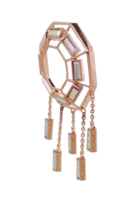 Shop Esme By Aashna Dalmia Gold Plated Crystals Hexagon Studded Danglers Online at Aza Fashions Shop_Esme By Aashna Dalmia_Gold Plated Crystals Hexagon Studded Danglers _Online_at_Aza_Fashions