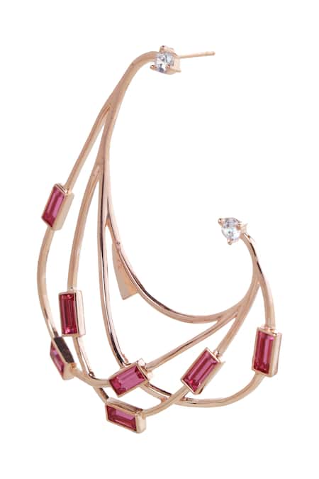 Shop Esme By Aashna Dalmia Gold Plated Crystals Studded Earrings at Aza Fashions Shop_Esme By Aashna Dalmia_Gold Plated Crystals Studded Earrings _at_Aza_Fashions