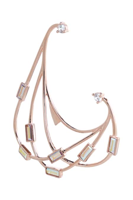 Shop Esme By Aashna Dalmia Gold Plated Crystals Studded Earrings at Aza Fashions Shop_Esme By Aashna Dalmia_Gold Plated Crystals Studded Earrings _at_Aza_Fashions