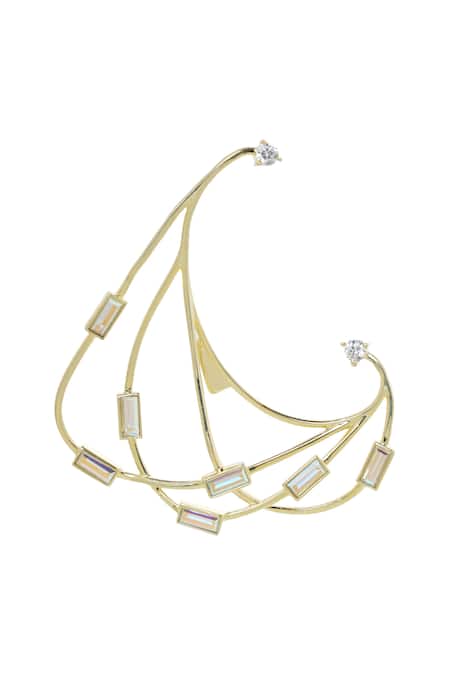 Shop_Esme By Aashna Dalmia_Gold Plated Crystals Studded Earrings _at_Aza_Fashions