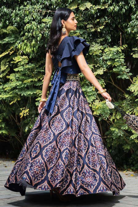 Shop_Rashika Sharma_Blue Blouse Cotton Silk Lehenga Dupion Silk Lining Shantoon One And Set _at_Aza_Fashions