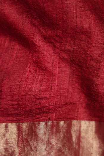 Shop_Kasturi Kundal_Red Tussar Silk Saree_Online_at_Aza_Fashions