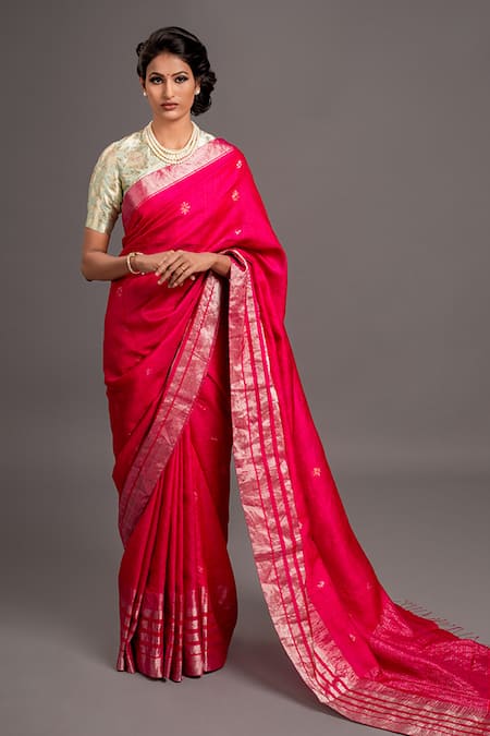 Kasturi Kundal Pink Pure Tussar Silk Saree  