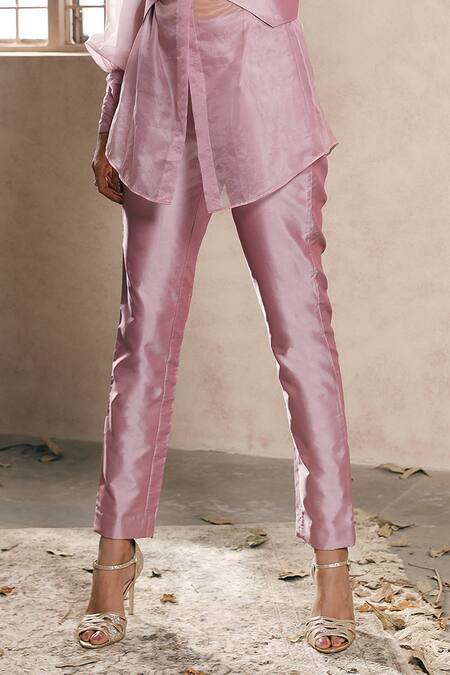 Buy Dheeru Taneja Purple Organza, Taffeta Silk Collared Neck Shirt And Pant Set Online at Aza Fashions Buy_Dheeru Taneja_Purple Organza, Taffeta Silk Collared Neck Shirt And Pant Set _Online_at_Aza_Fashions