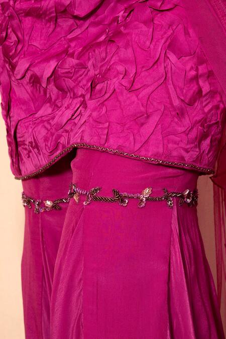 Buy Dheeru Taneja Pink Organza, Net, Crepe One Shoulder Embroidered Kurta Set Online at Aza Fashions Buy_Dheeru Taneja_Pink Organza, Net, Crepe One Shoulder Embroidered Kurta Set _Online_at_Aza_Fashions