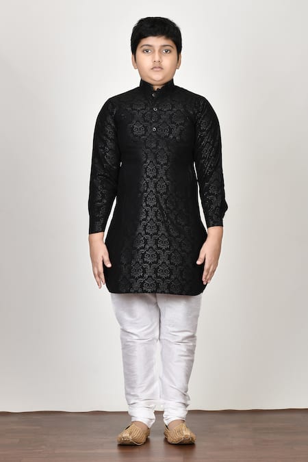 Buy Petite Pomme Black Silk, Georgette Pathani Kurta And Churidar Set Online at Aza Fashions Buy_Petite Pomme_Black Silk, Georgette Pathani Kurta And Churidar Set_Online_at_Aza_Fashions