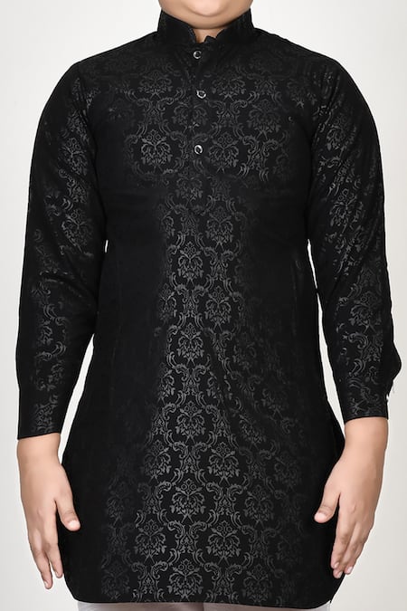 Petite Pomme Black Silk, Georgette Pathani Kurta And Churidar Set at Aza Fashions Petite Pomme_Black Silk, Georgette Pathani Kurta And Churidar Set_at_Aza_Fashions