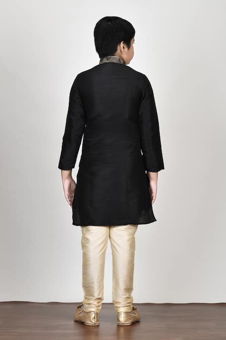 Petite Pomme Silk Embroidered Kurta & Churidar Set 