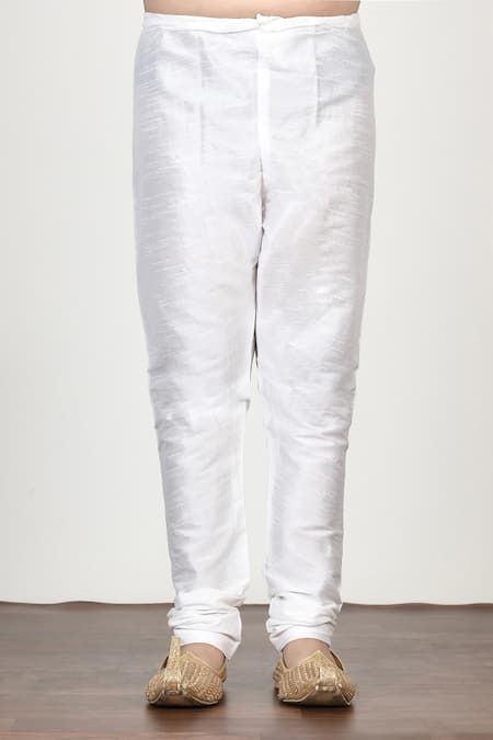 Shop_Samyukta Singhania_White Silk Embroidery Kurta And Churidar Set_Online_at_Aza_Fashions