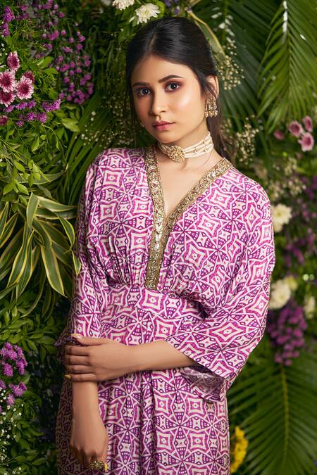 SOBARIKO_Purple Bamberg Crepe Printed Jumpsuit_at_Aza_Fashions