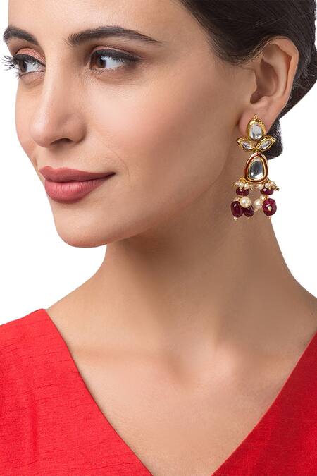 Buy_HRISHA_Gold Plated Pearls, Stones Kundan Polki Pendant Choker Set_Online_at_Aza_Fashions