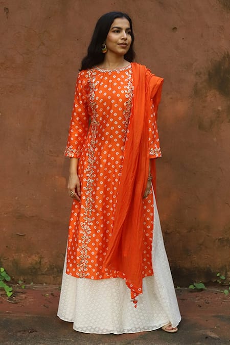 HOUSE OF PINK Chanderi Bandhani Kurta Set 