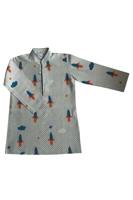 Shop Krishna Mehta Grey Viscose, Cotton Printed Kurta And Pant Set at Aza Fashions Shop_Krishna Mehta_Grey Viscose, Cotton Printed Kurta And Pant Set_at_Aza_Fashions