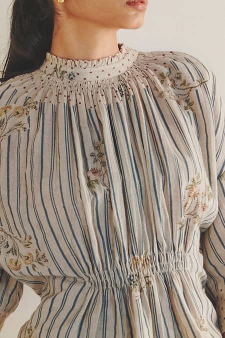 Shop Cord White 100% Cotton Round Printed Top And Skirt Set Online at Aza Fashions Shop_Cord_White 100% Cotton Round Printed Top And Skirt Set_Online_at_Aza_Fashions