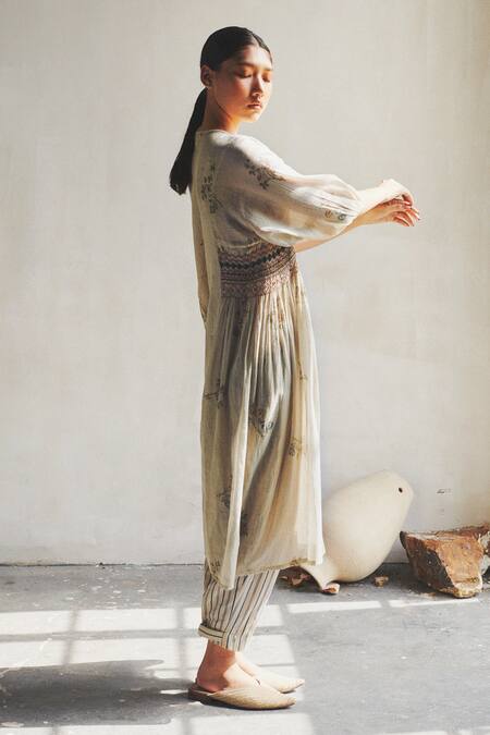 Cord_White 100% Cotton Round Embroidered Tunic_Online_at_Aza_Fashions