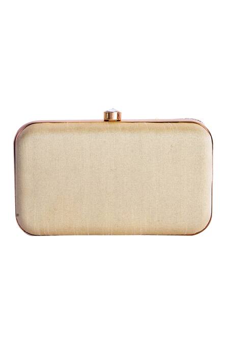 Shop_A Clutch Story_Pink Embroidery Silk Box Clutch _at_Aza_Fashions