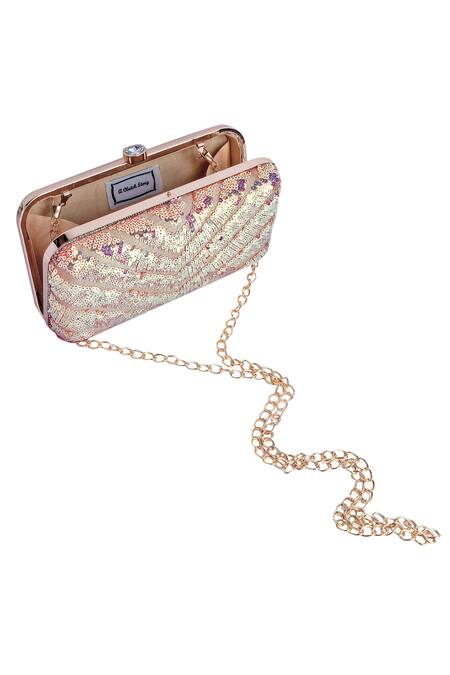 Buy_A Clutch Story_Pink Embroidery Silk Box Clutch _Online_at_Aza_Fashions
