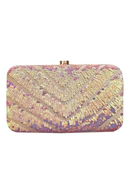 Shop_A Clutch Story_Pink Embroidery Silk Box Clutch _Online_at_Aza_Fashions