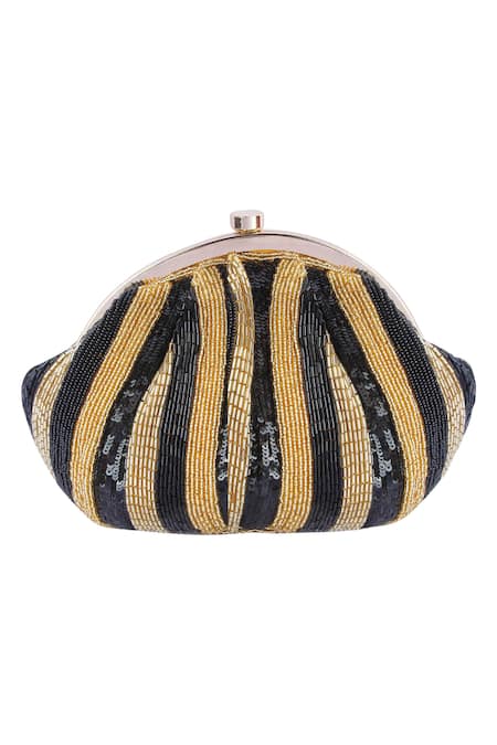 Shop A Clutch Story Gold Embroidery Silk Pouch Clutch at Aza Fashions Shop_A Clutch Story_Gold Embroidery Silk Pouch Clutch _at_Aza_Fashions
