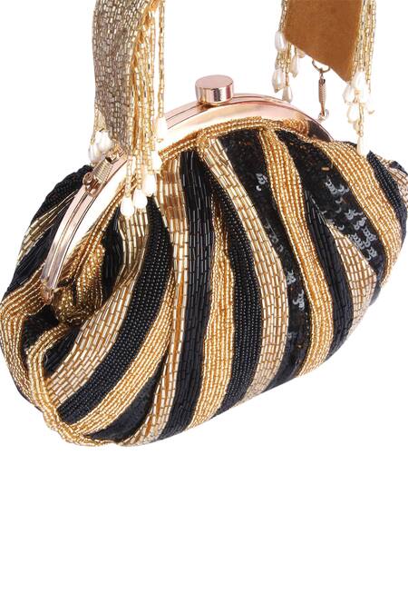 Shop A Clutch Story Gold Embroidery Silk Pouch Clutch Online at Aza Fashions Shop_A Clutch Story_Gold Embroidery Silk Pouch Clutch _Online_at_Aza_Fashions