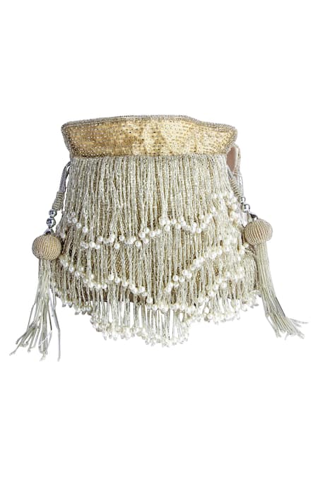 A Clutch Story Silk Bead Tassel Potli Bag 