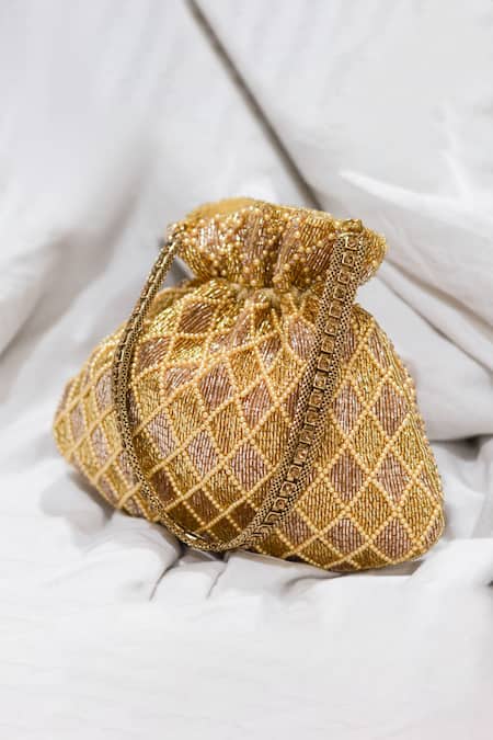 Buy Gold glittering tassel potli bag Online for Women by A CLUTCH STORY -  4154558