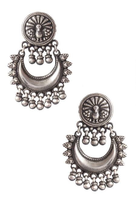 Shop_Noor_Silver Plated Handcrafted Ghunghroo Drop Chandbalis _at_Aza_Fashions