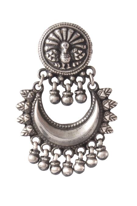 Buy_Noor_Silver Plated Handcrafted Ghunghroo Drop Chandbalis _Online_at_Aza_Fashions