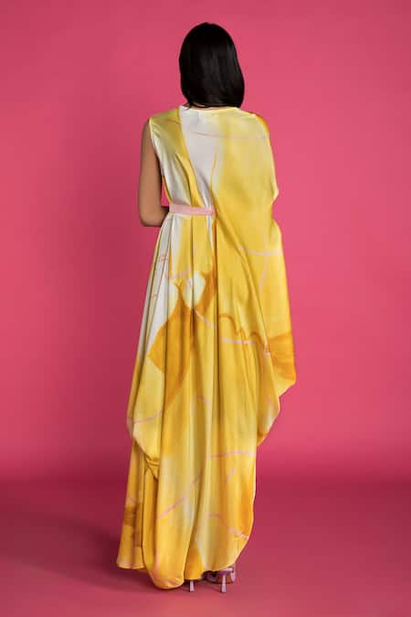 Vedika M Abstract Print Draped Dress