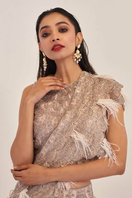 Buy Rishi And Soujit Beige Raw Silk, Organza Round Ruffle Layered Lehenga Set Online at Aza Fashions Buy_Rishi And Soujit_Beige Raw Silk, Organza Round Ruffle Layered Lehenga Set_Online_at_Aza_Fashions