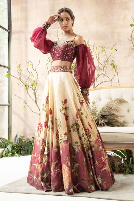Maroon Blouse n High Rise Lehenga - Appliqued Dupatta | Pakistani bridal  dresses, Bridal dress design, Red bridal dress