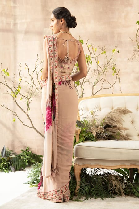 Kalista Printed Pre-Draped Saree with Blouse 