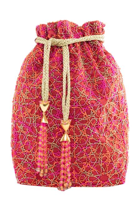 The Garnish Company Red Embroidered Potli Bag Online at Aza Fashions The Garnish Company_Red Embroidered Potli Bag _Online_at_Aza_Fashions