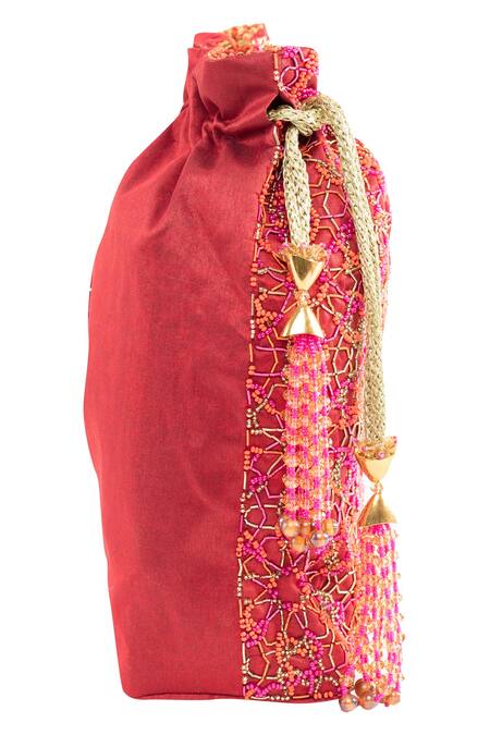 Buy The Garnish Company Red Embroidered Potli Bag Online at Aza Fashions Buy_The Garnish Company_Red Embroidered Potli Bag _Online_at_Aza_Fashions